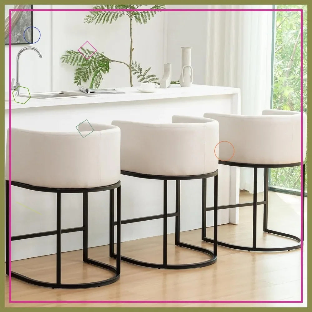 Set Of 3 Counter Height Bar Stools With Upholstered Back