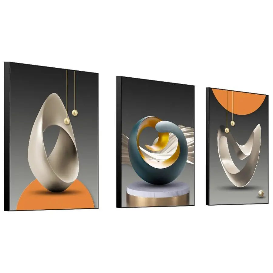 Abstract Modern Framed Wall Art With Shape Pattern