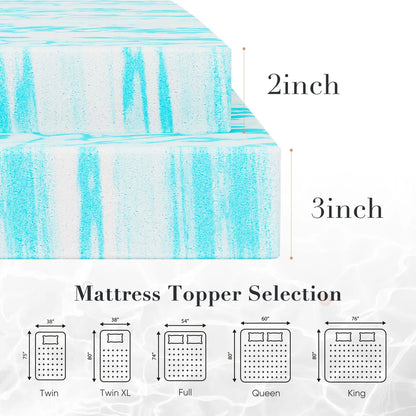 JHK Gel Memory Foam Mattress Topper Cooling Sleep Surface