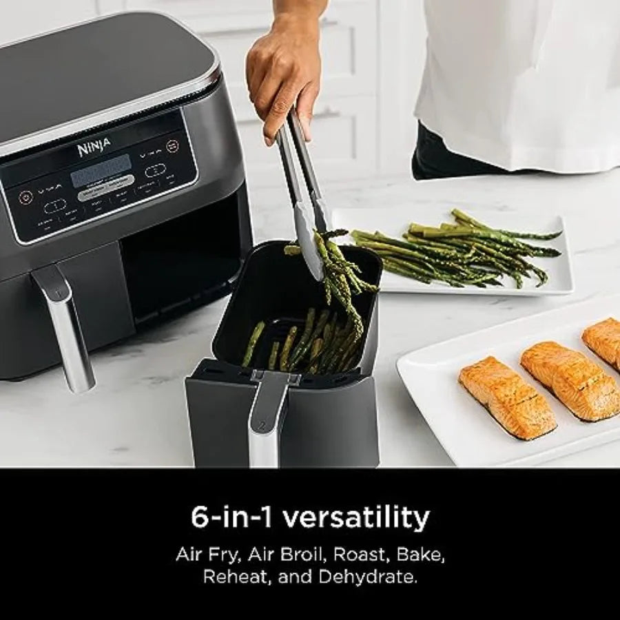 XMSJ 6 In 1 Dual Zone Air Fryer With Two Independent Baskets