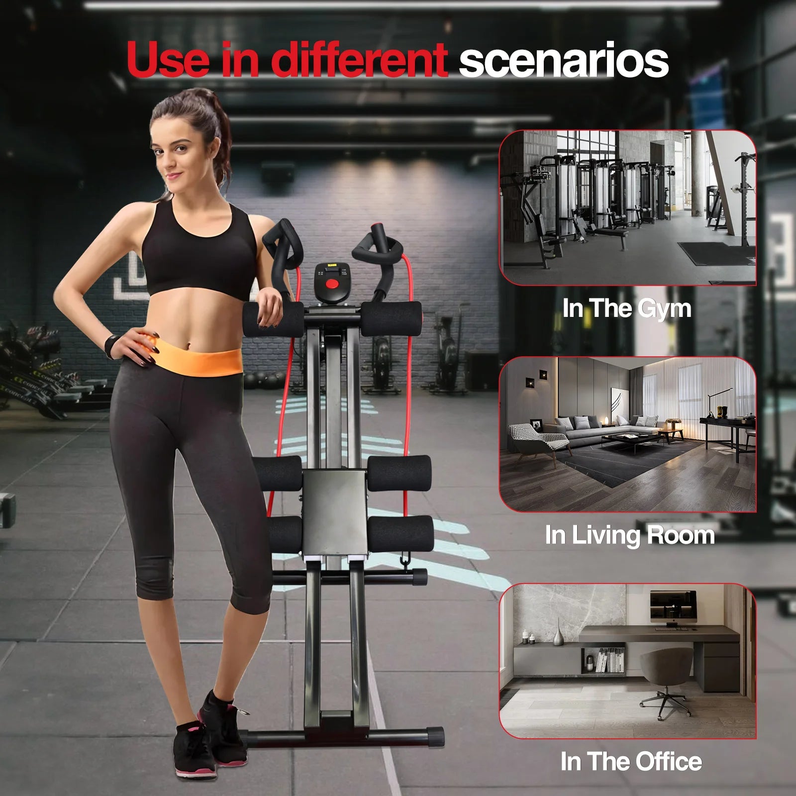 GIKPAL Foldable Ab Machine Core Trainer For Home Gym LCD Display
