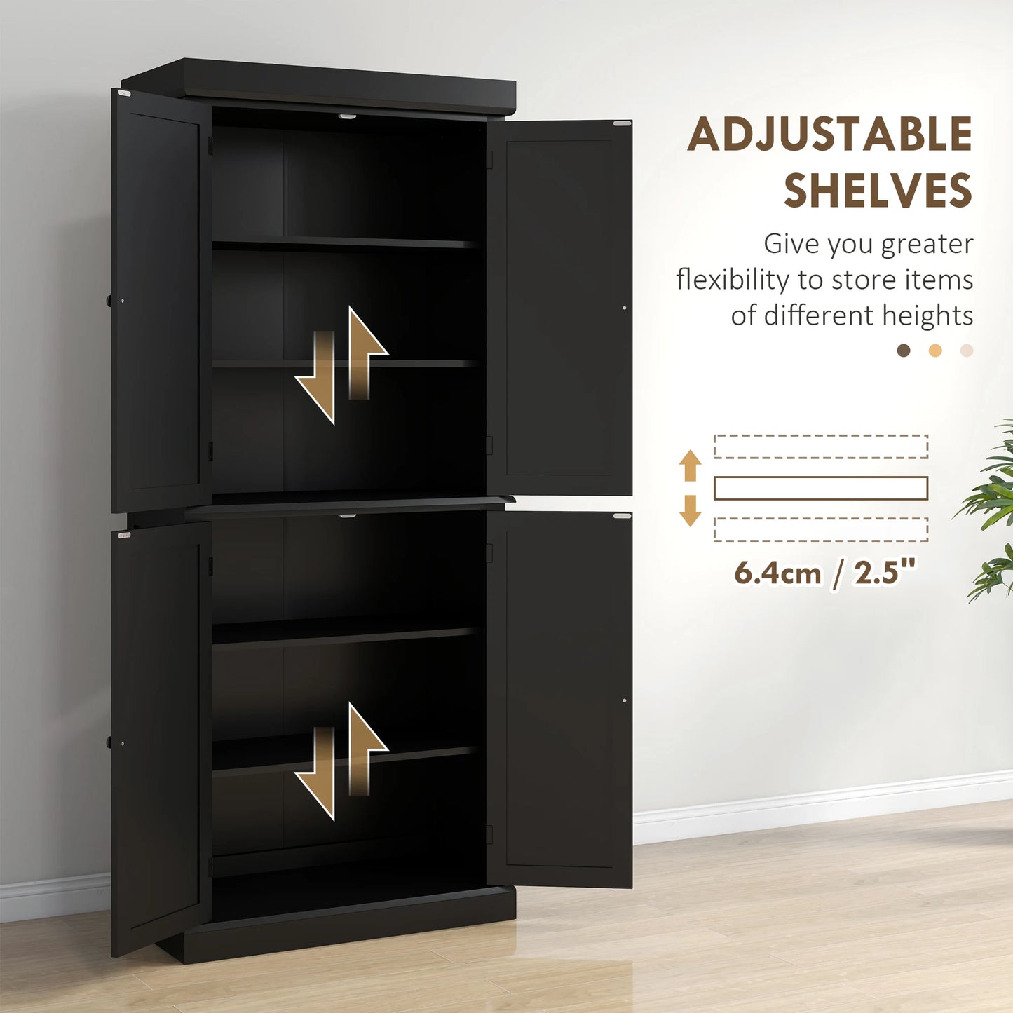 HOMCOM Modern Kitchen Pantry Cabinet With Doors And Shelves