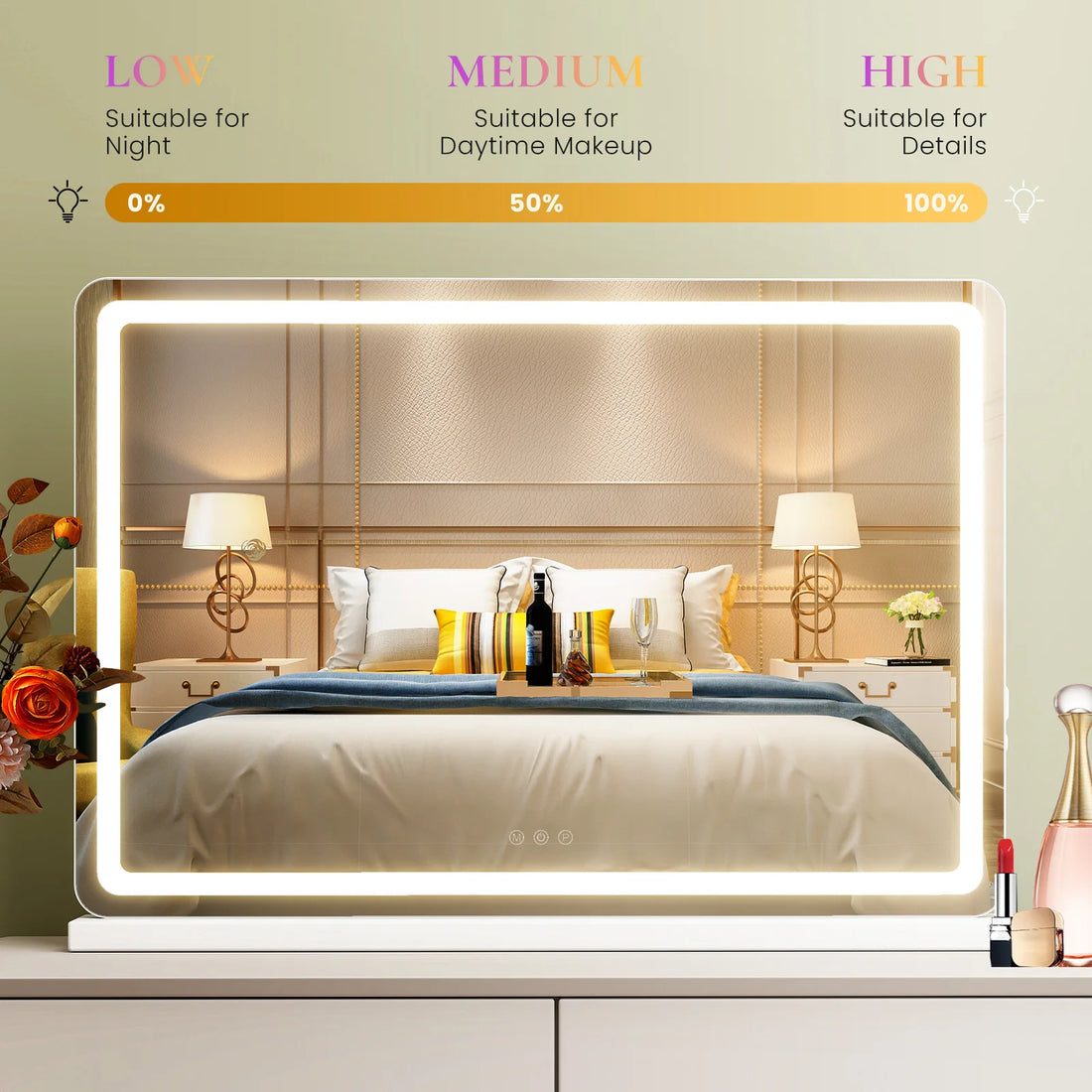 JHK LED Vanity Mirror With Lights Dimmable 3 Color Modes
