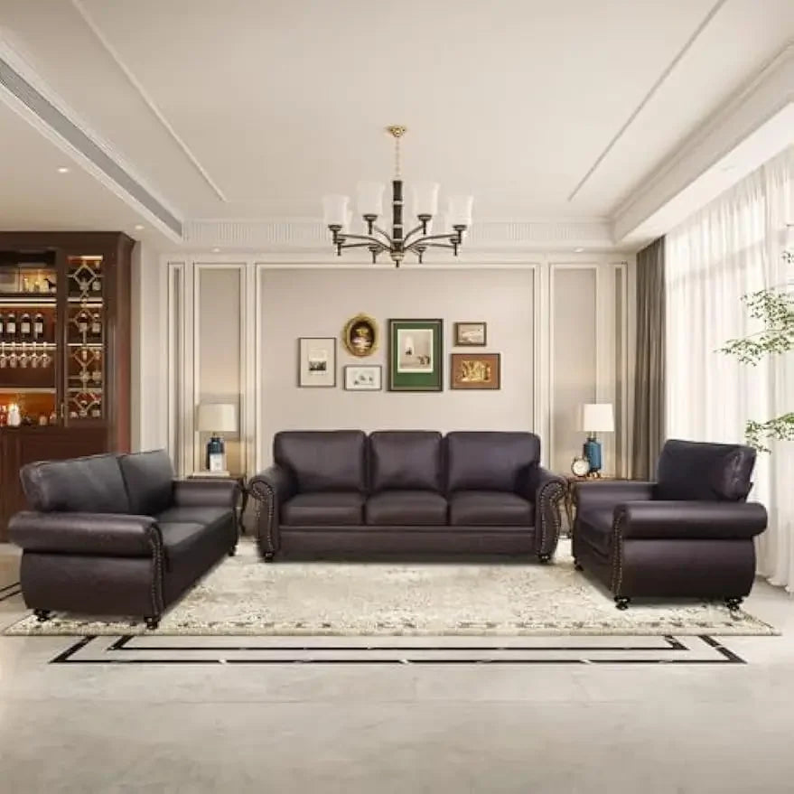 Mid-Century Vintage Sofa Couches Rivet Design Living Room Set