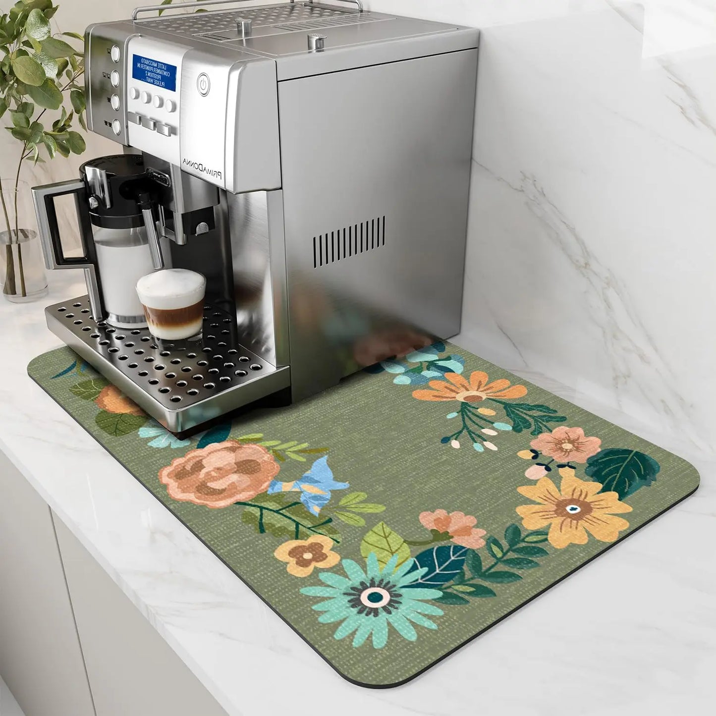 Water Absorbent Coffee Machine Mat With Rubber Backing