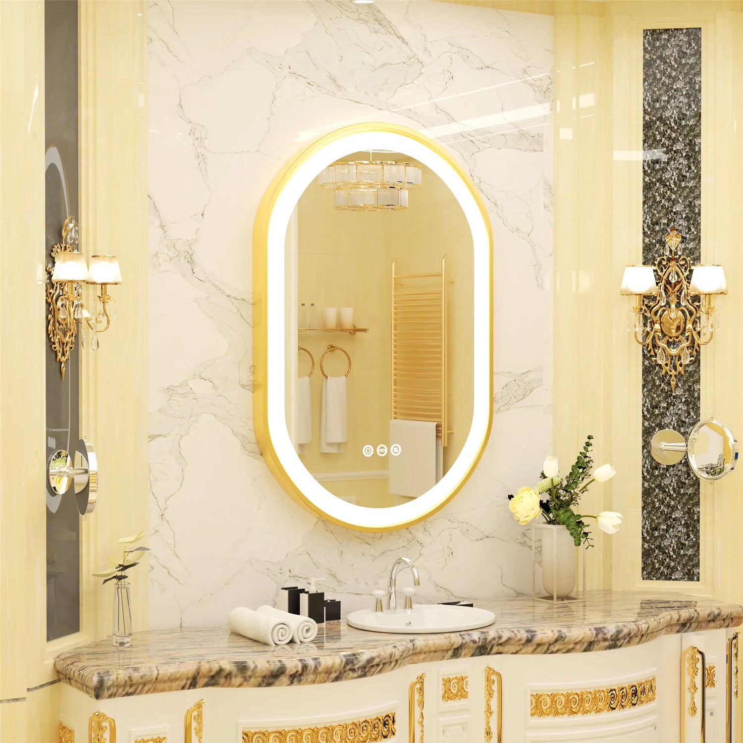 Wisfor LED Oval Vanity Mirror With Stepless Dimmable Light