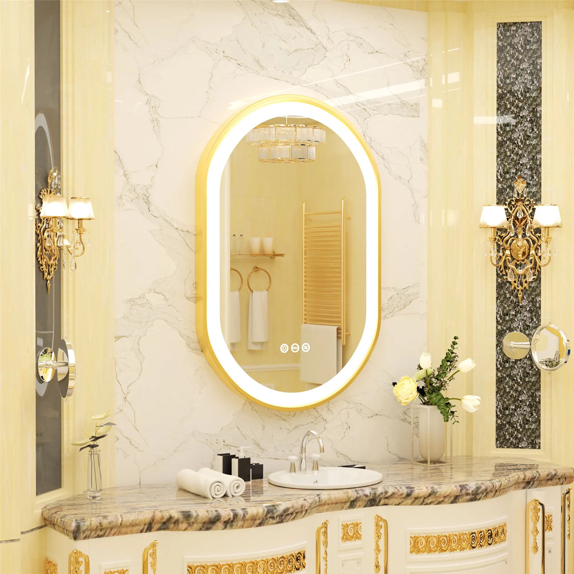 Wisfor LED Oval Vanity Mirror With Stepless Dimmable Light