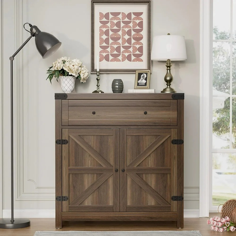 Flamaker Sideboard Buffet Cabinet With Storage And Drawer Barn Doors