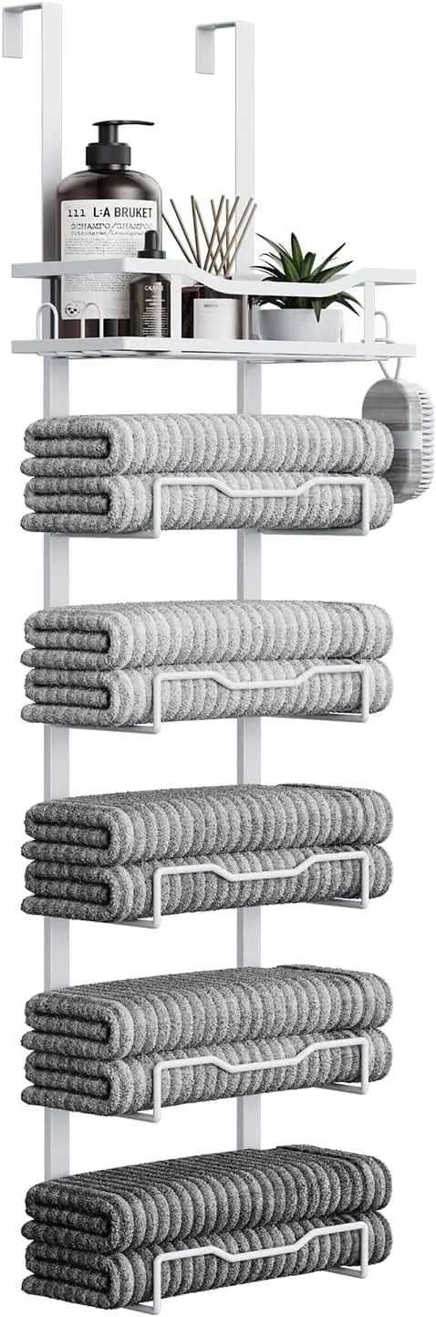 XIUWO 6 Tier Over Door Towel Rack No Drill Organizer