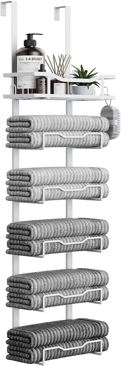 XIUWO 6 Tier Over Door Towel Rack No Drill Organizer