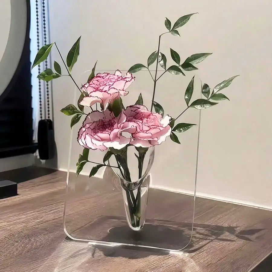 Clear Acrylic Frame Flower Vase For Modern Home Decor