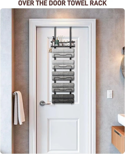 XIUWO 6 Tier Over Door Towel Rack No Drill Organizer