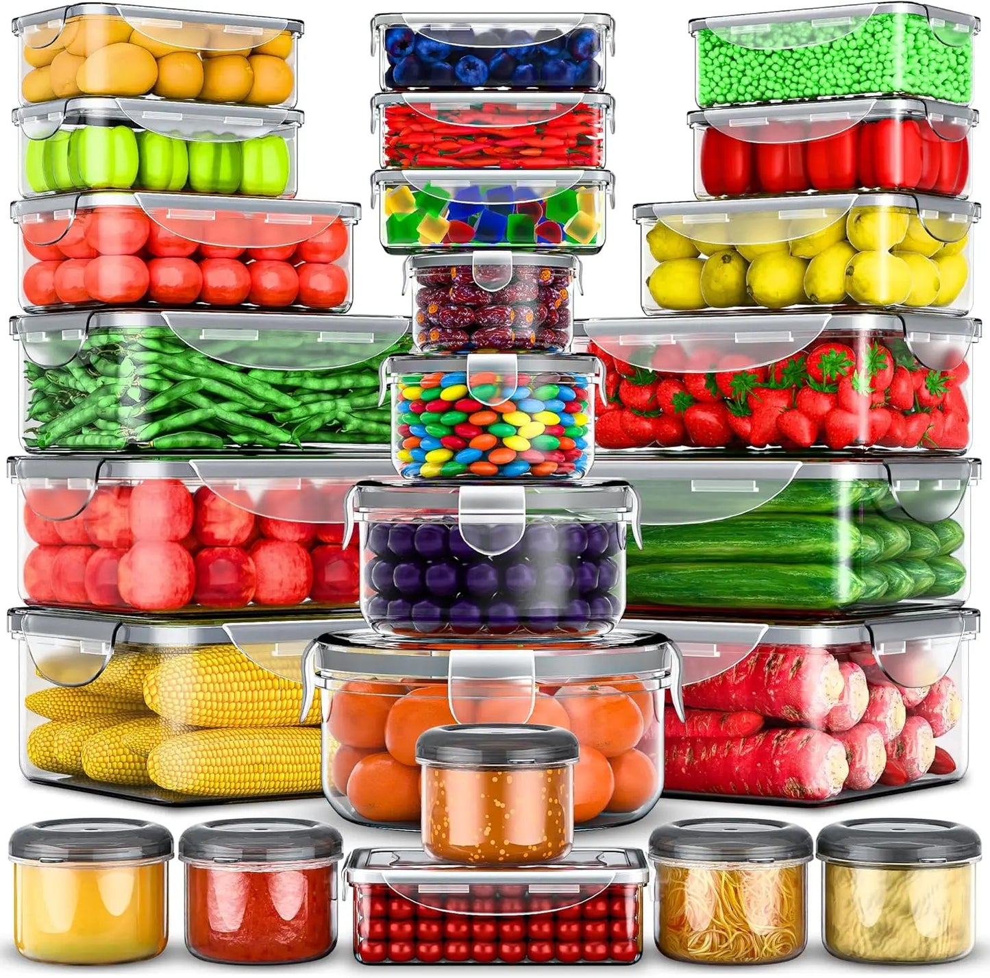 50-Piece Airtight Food Storage Containers Set BPA Free Microwave Safe