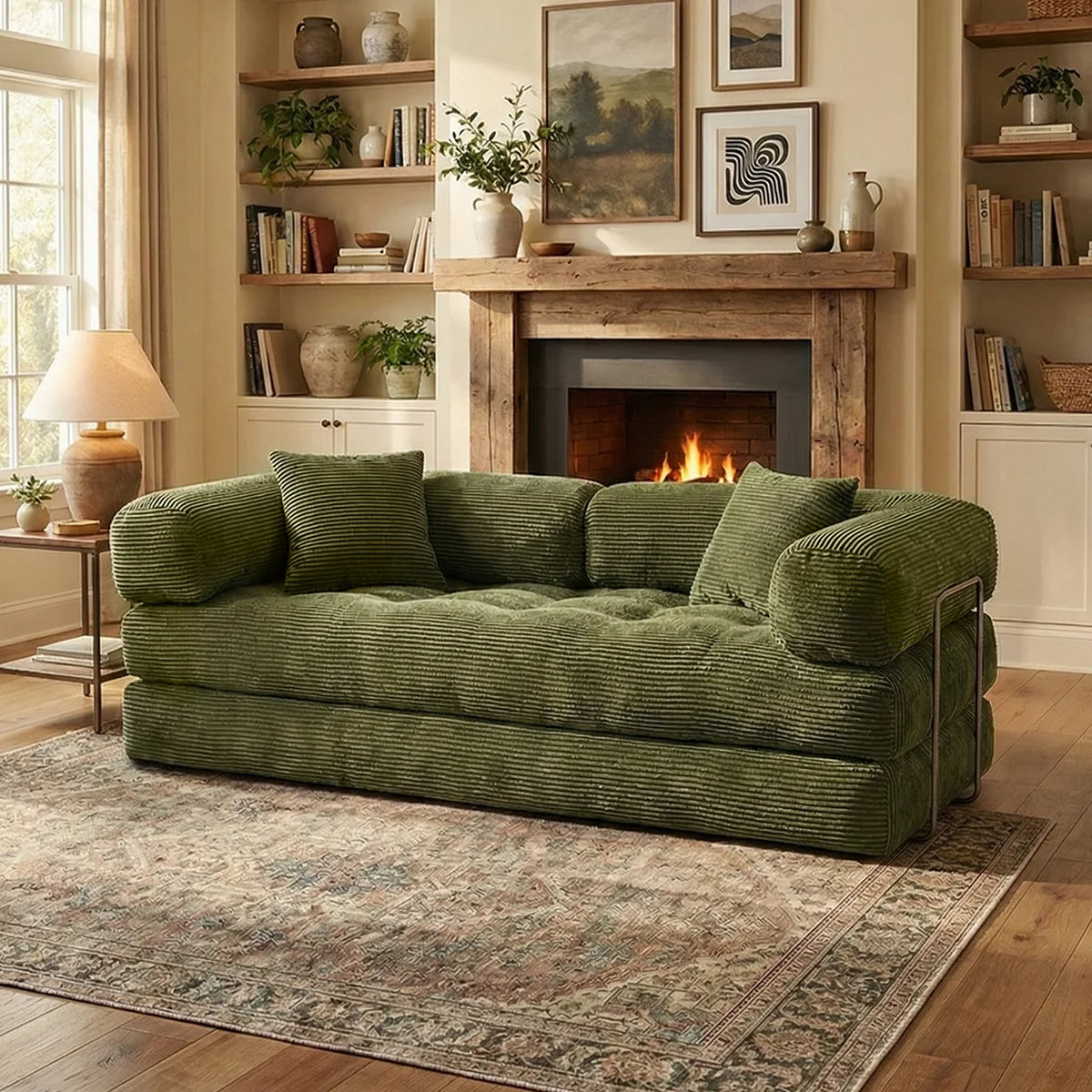 YQzyphyna Futon Sofa Bed 4 In 1 Convertible Corduroy Sleeper Loveseat