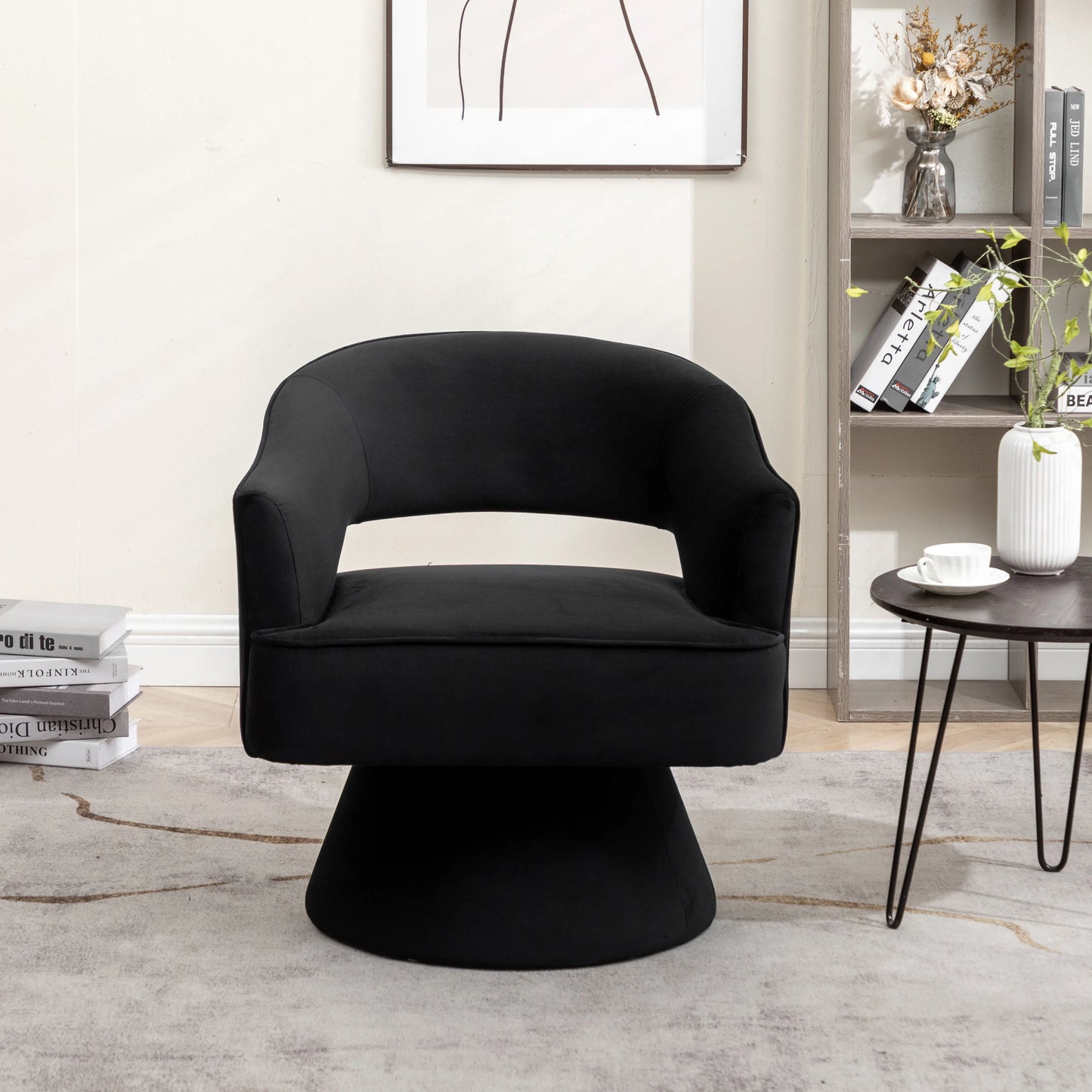 Seyner Modern Velvet Swivel Arm Chair For Living Room