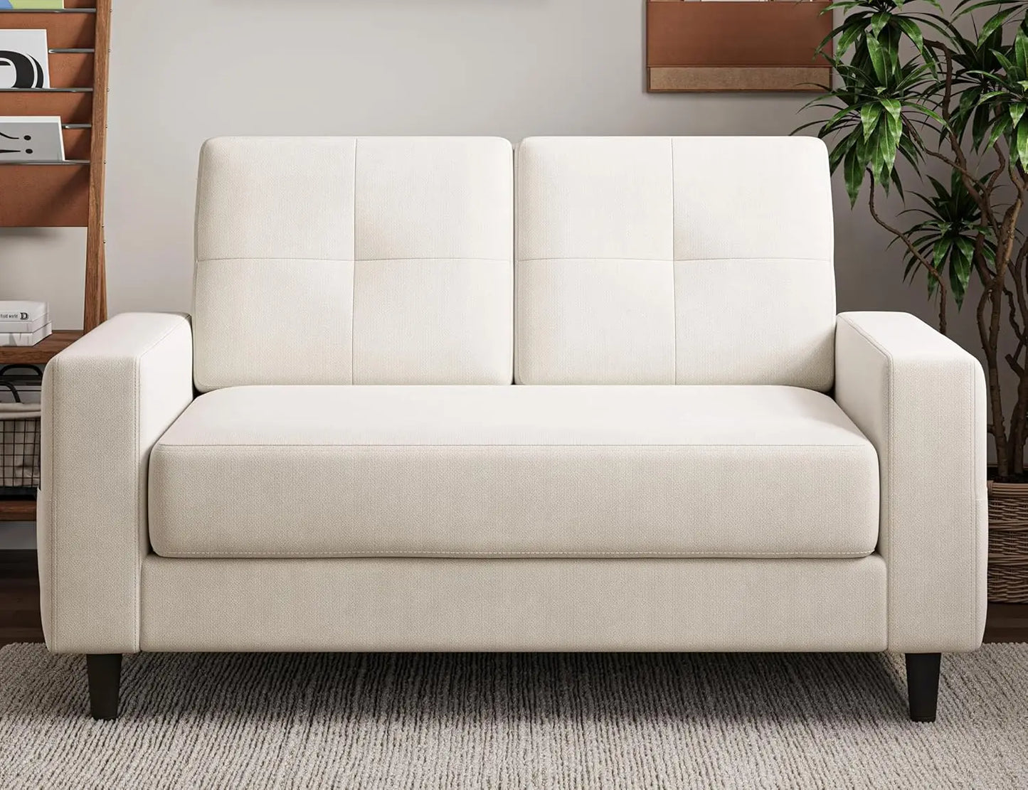 Compact Loveseat Velvet Fabric Sofa For Small Spaces